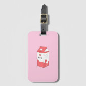 Aardbei Melk Karton Bagage Label (Voorkant (verticaal))