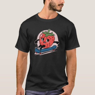 Aardbei met skateboarden t-shirt