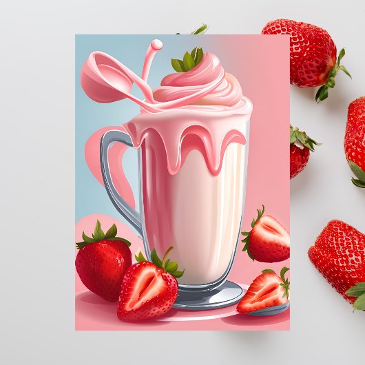 Aardbei Milkshake, Postcrossing Briefkaart