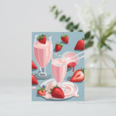 Aardbei Milkshake, Postcrossing Briefkaart (Staand voorkant)