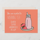 Aardbei Milkshake retro roze Morning tea Kaart (Voorkant / Achterkant)