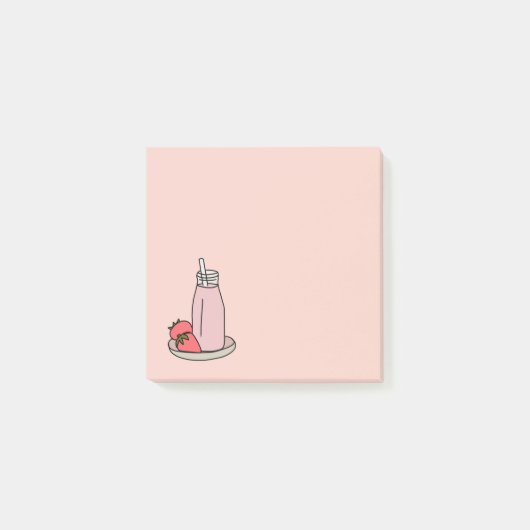 Aardbei Milkshake retro roze Post-it® Notes (Voorkant)