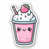 Aardbei Milkshake Vinyl Stickers (Voorkant)