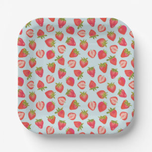 Aardbei Mint Papieren Picknick Feestbord Bordje