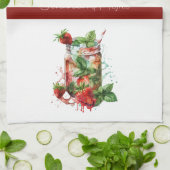 Aardbei Mojito Rood en Wit Theedoek (Gevouwen)