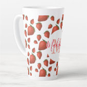 Aardbei Monogram Initiaal Naam Latte Mok (Linkerhoek)