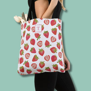 Aardbei Monogram Patroon Tote Tas