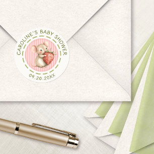 Aardbei Muis Baby Shower Ronde Sticker