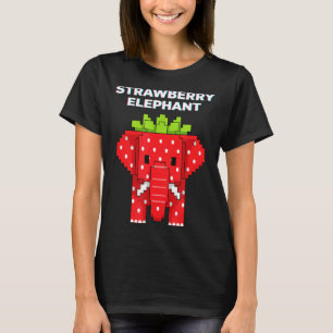Aardbei olifant pixel kunst cute jungle dier t-shirt