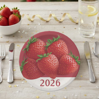 Aardbei Oud en Nieuw Zoet Papieren Bordje