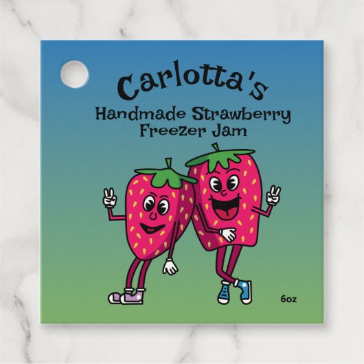 Aardbei Pals Grappige Cartoon Jam Pie en meer Bedankjes Labels (Voorkant)