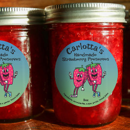 Aardbei Pals Grappige Cartoon Jam Pie en meer Ronde Sticker