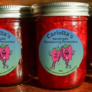 Aardbei Pals Grappige Cartoon Jam Pie en meer Ronde Sticker