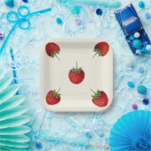  aardbei papieren bordje (Feest)