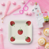  aardbei papieren bordje (Feest)