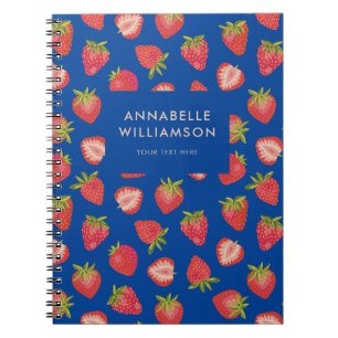 Aardbei Patroon blauw Notitieboek