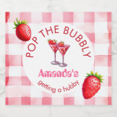 Aardbei Picknick Pop De Bubbly Bride-be Party Sparkling Wijnetiket (Enkel label)