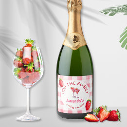 Aardbei Picknick Pop De Bubbly Bride-be Party Sparkling Wijnetiket