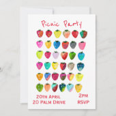 Aardbei picknick tuin feest viering kaart (Voorkant)