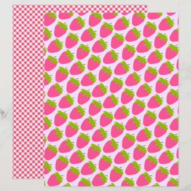 Aardbei Pink Gingham (Voorkant / Achterkant)