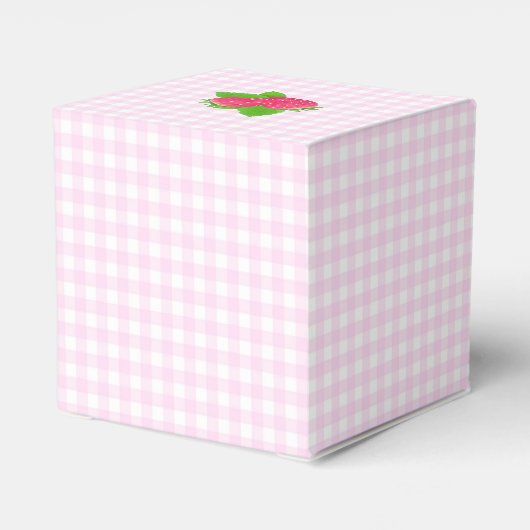 Aardbei Pink Gingham Bedankdoosjes (Achterkant)