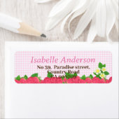 Aardbei Pink Gingham Etiket (Insitu)