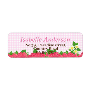 Aardbei Pink Gingham Etiket