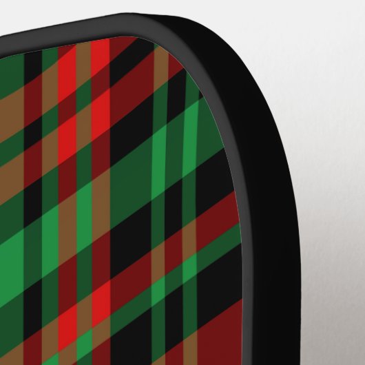 Aardbei Plaid - Rood, Groen, Zwart Plaid Pickleball Paddle (Links Detail)