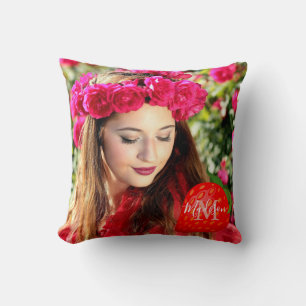 Aardbei Power Girl Monogram Initiaal Naam Throw Kussen