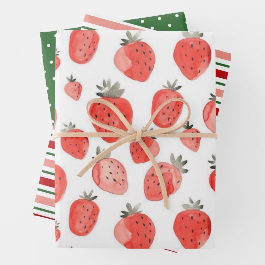 Aardbei Print/Patroon Wrapping Papieren Vellen (In situ)