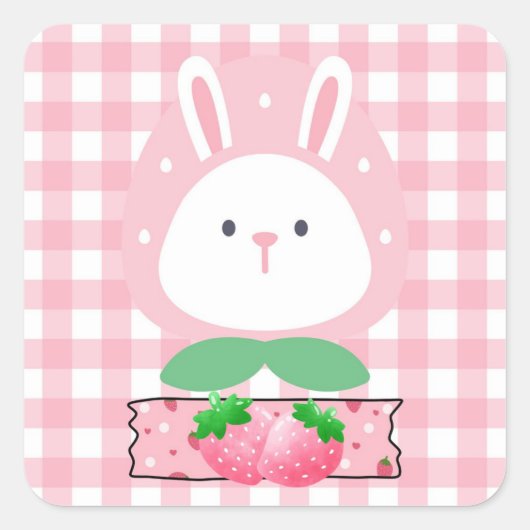 Aardbei Rabbit Sticker (Voorkant)
