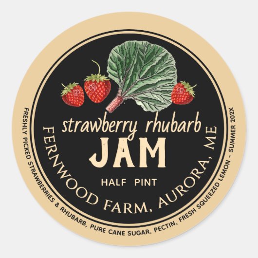 Aardbei Rhubarb Jam Classic Round Sticker (Voorkant)