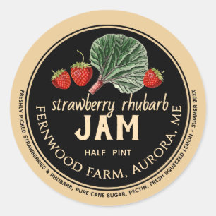 Aardbei Rhubarb Jam Classic Round Sticker