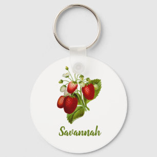 Aardbei Ronde Aardbeien Sleutelhanger