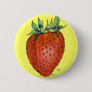 Aardbei Ronde Button 5,7 Cm