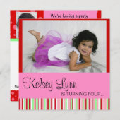 Aardbei Rood Roze Uitnodiging (Voorkant / Achterkant)