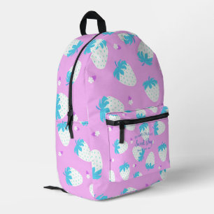 Aardbei roze blauw bedrukte rugzak