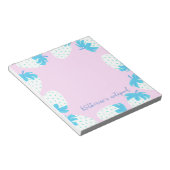 Aardbei roze blauw notitieblok (Schuin)