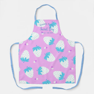 Aardbei roze blauw schort