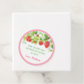 Aardbei Roze Bloemen Berry Zoete Verjaardag Bedankjes Labels (In situ)