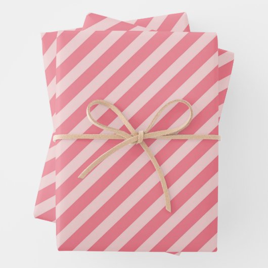 Aardbei roze diagonaal strepen patroon inpakpapier vel (In situ)