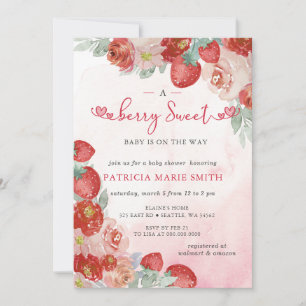 Aardbei Roze Rode bessen Zoet Baby shower Kaart
