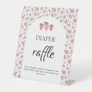 Aardbei & Rozen Baby shower Luier Raffle Teken Reclamebord Met Voetstuk