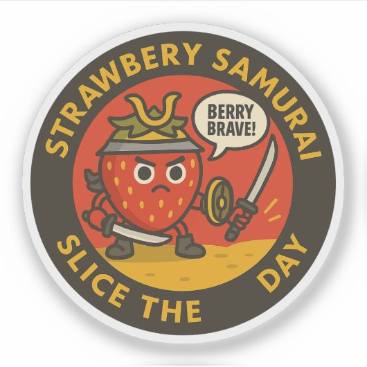 Aardbei Samurai Sneed De Dag Sticker (Voorkant)