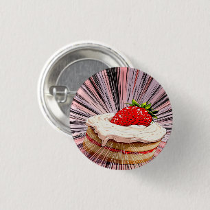 Aardbei Shortcake nostalgie Ronde Button 3,2 Cm