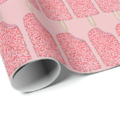 Aardbei Shortcake Roze Ijs Popsicles Cadeaupapier (Rol Hoek)