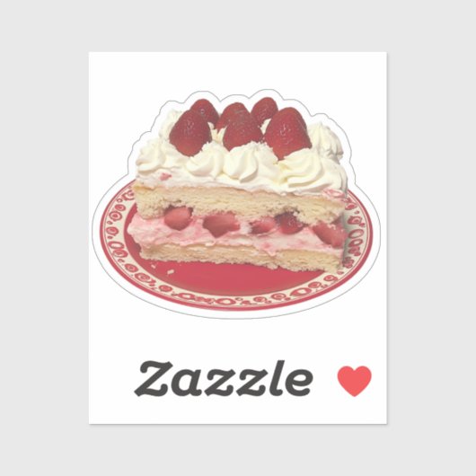 Aardbei Shortcake Slice met slagroom Sticker (Vel)