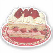 Aardbei Shortcake Slice met slagroom Sticker (Voorkant)