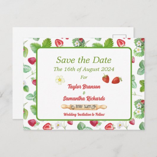 aardbei Sla het Briefkaart Datum op (Voorkant / Achterkant)