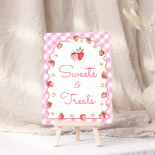 Aardbei snoepjes en traktaties golvende verjaardag poster